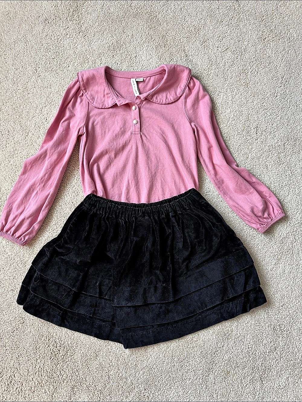 Janie and Jack Girls Small Pink & Black Matching Set